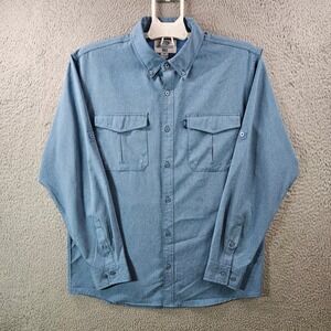 AFTCO American Fishing‎ Tackle Co Mens Long Sleeve Button Up Shirt Blue Size M